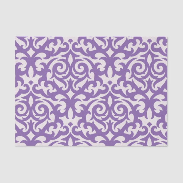 Papel De Seda Swirly roxo & branco do damasco feminino (Frente )