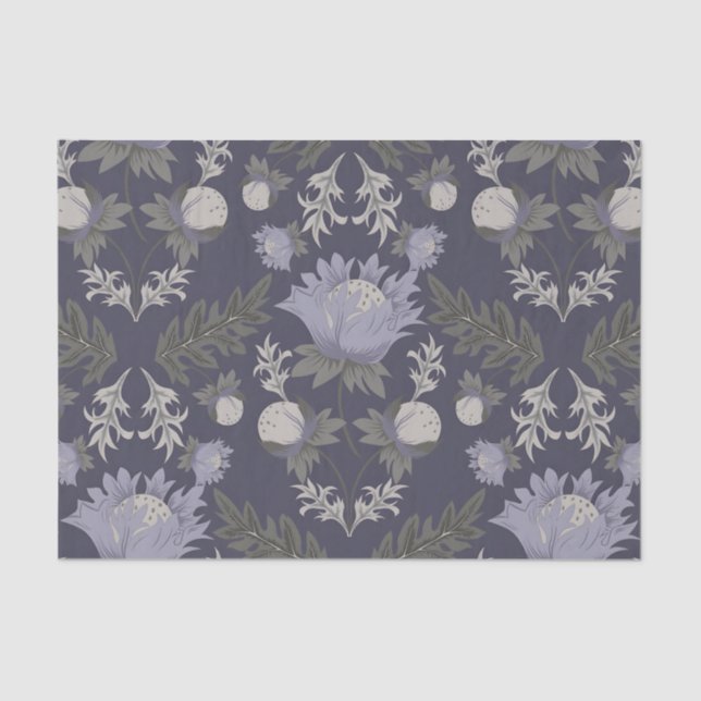 Papel De Seda Symmetrical dark purple floral pattern (Frente )