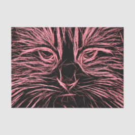 Papel De Seda Tabby Cat Art Design Cor Preto Rosa