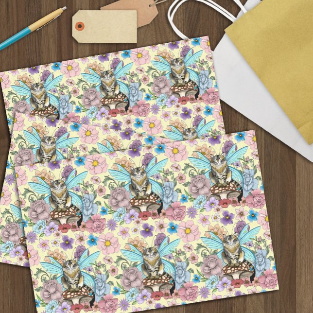 Papel De Seda Tablet Fairy Cat Mushroom Floral (Criador carregado)