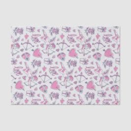 Papel De Seda Taça de Rosas Cor-de-Rosa Cupido Amor Coração Padr