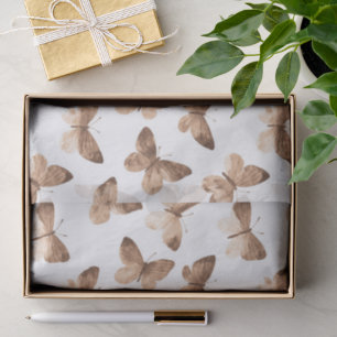 Papel De Seda Tan Brown Cream Butterflies Aniversário