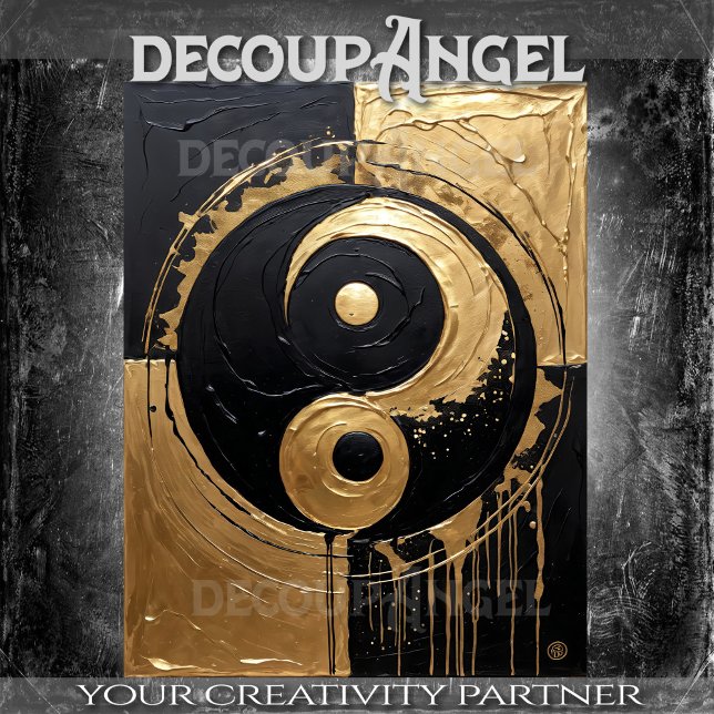 Papel De Seda TAO Yin e Yang Dourada e Black-Decoupage (Criador carregado)