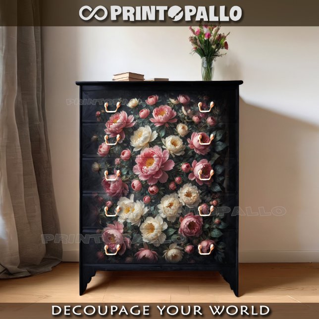 Papel De Seda Tapeçaria de pintura renascentista de flores de pe (Criador carregado)