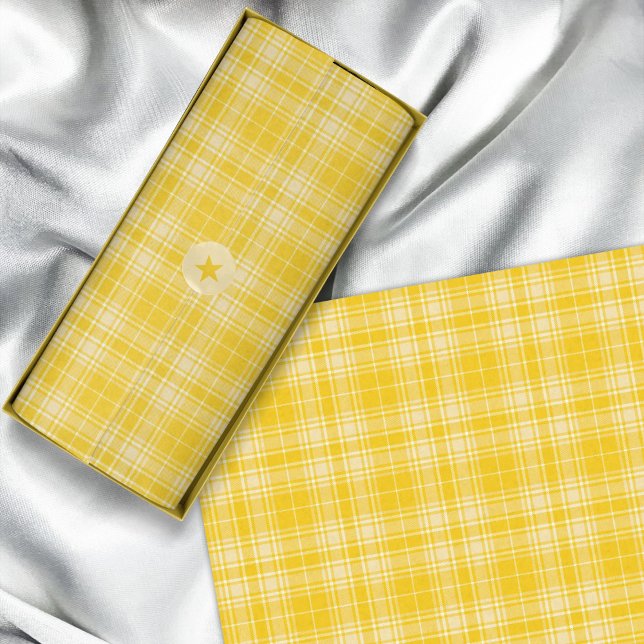 Papel De Seda Tartan - Amarelo escuro a amarelo pastel (Tartan - Dark Yellow to Pastel Yellow Tissue Paper by Leapfroglisics Shop)