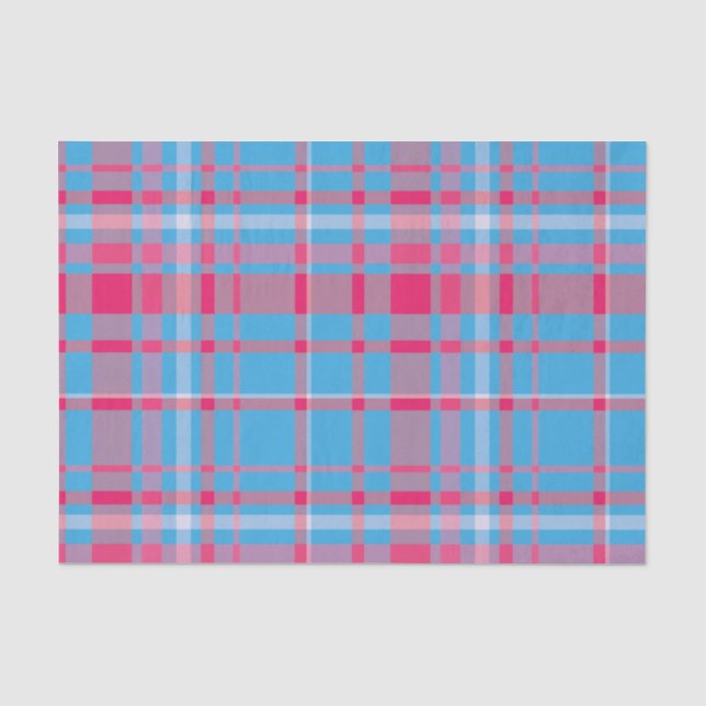 Papel De Seda Tartan azul e vermelho (Frente )