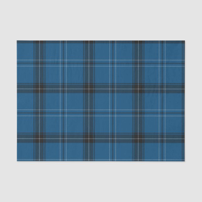 Papel De Seda Tartan Azul Escocês Ramsay (Frente )