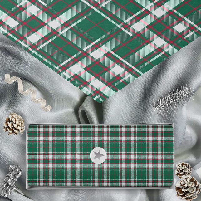Papel De Seda Tartan - Branco Verde e Vermelho (Tartan - Green White and Red - Tissue Paper by Leapfroglisics Shop)