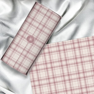 Papel De Seda Tartan - Cimento do Boho Branco com Rosa Claro a R