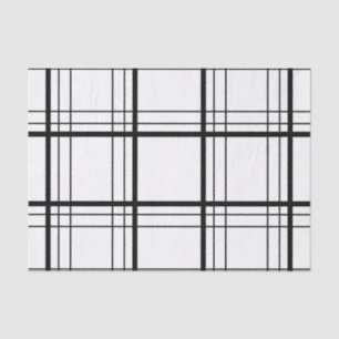Papel De Seda Tartan preto & branco