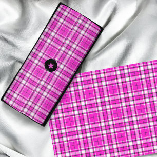 Papel De Seda Tartan - Preto Branco Rosa Quente