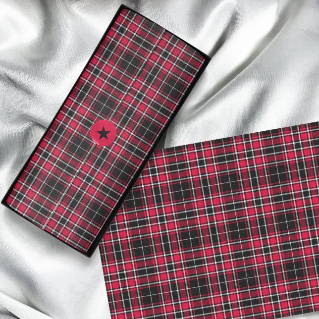 Papel De Seda Tartan - Preto Vermelho Branco (Tartan - Black Red White Tissue Paper by Leapfroglisics Shop)