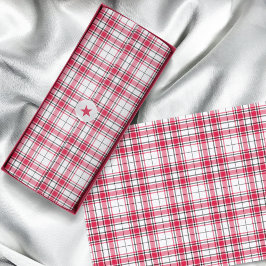 Papel De Seda Tartan - Preto Vermelho Branco