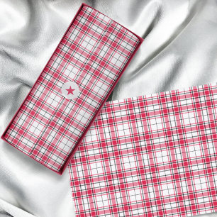 Papel De Seda Tartan - Preto Vermelho Branco