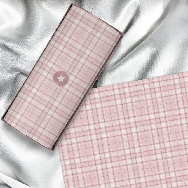 Papel De Seda Tartan - Rosa Bebê com Cimento Branco e Rosa Escur (Tartan - Baby Pink with Cement White and Dark Pink Tissue Paper by Leapfroglisics Shop)