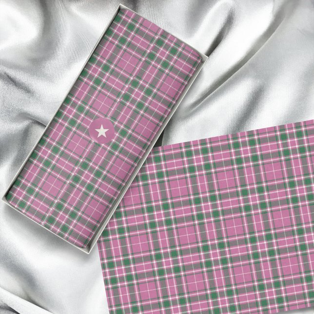 Papel De Seda Tartan - Rosa Rosa-Esmeralda Verde-Marfim (Tartan - Rose Pink-Emerald Green-Ivory Tissue Paper by Leapfroglisics Shop)