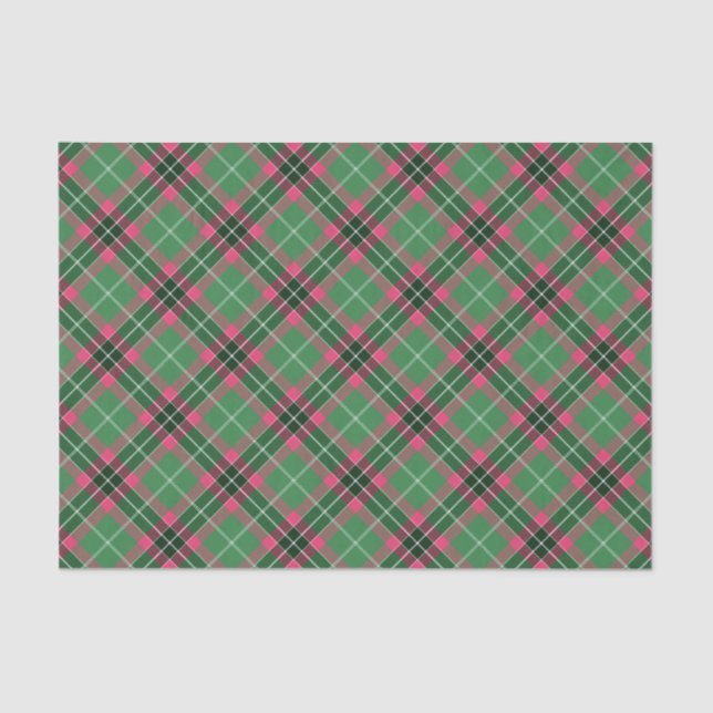 Papel De Seda Tartan verde e rosa (Frente )