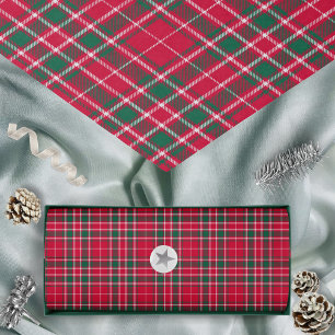 Papel De Seda Tartan - Verde vermelho e branco