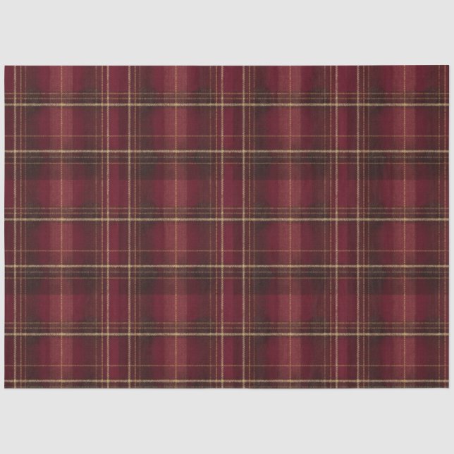 Papel De Seda Tartan Vermelho Grená  (Frente )