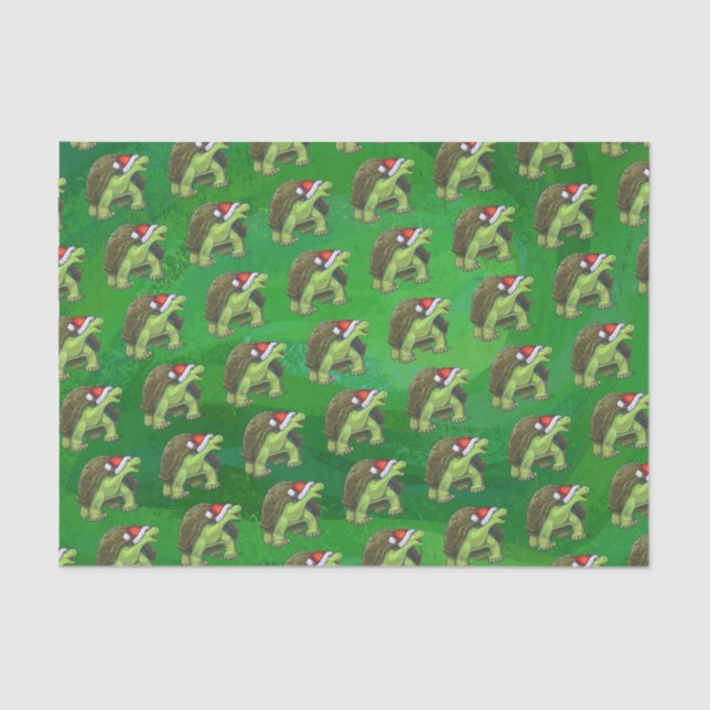 Papel De Seda Tartaruga em Santa Chapéu em Verde (Frente )