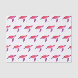 Papel De Seda Tartaruga marítima sob o mar Aquarela Oceano Náuti