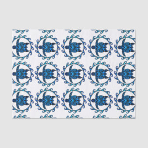 Papel De Seda Tartaruga tribal azul Sun