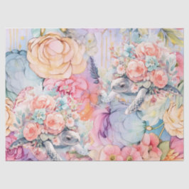 Papel De Seda Tartarugas Florais De Pastel