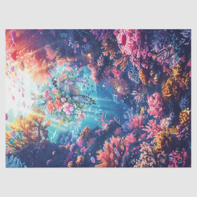 Papel De Seda Tartarugas Marinhas Em Linda Decominação Do Oceano (Frente )