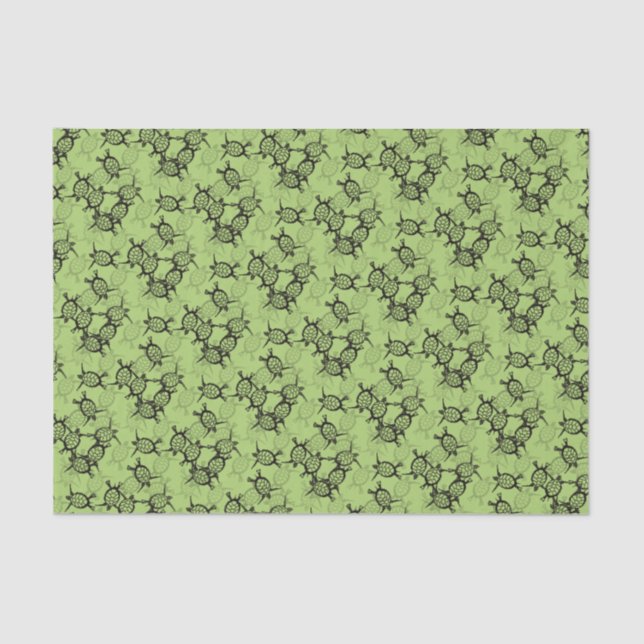 Papel De Seda Tartarugas marinhas em verde (Frente )