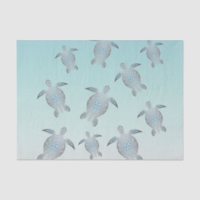 Papel De Seda Tartarugas Prateadas Estilo Praia (Frente )