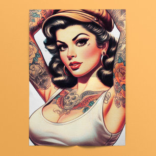 Papel De Seda Tatuagem Antiga Pinup