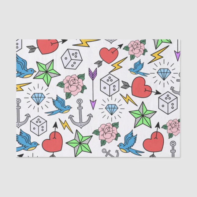 Papel De Seda Tatuagem na Escola Antiga (Frente )