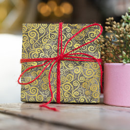 Papel De Seda Taupe Elegante de Padrão de Suportes Dourados Vint