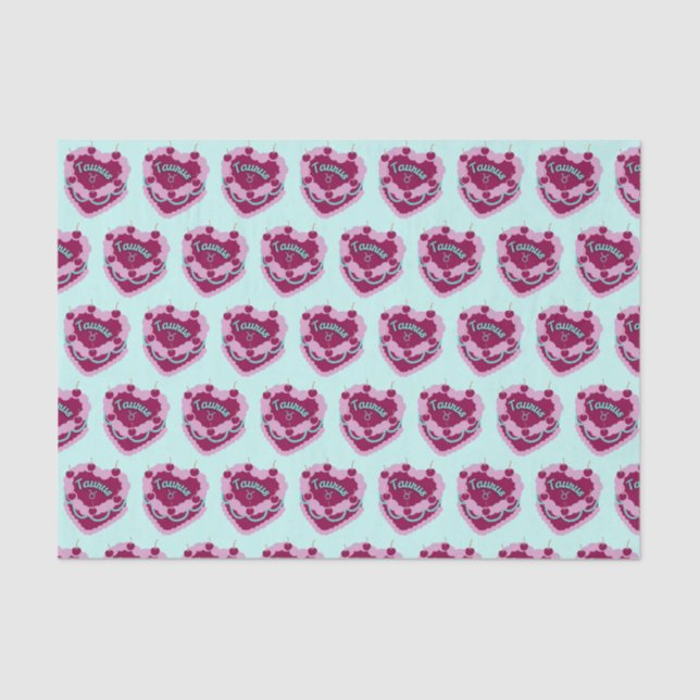 Papel De Seda Taurus Zodiac Coquette Heart Cake (Frente )