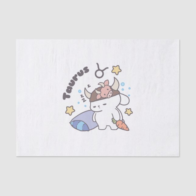 Papel De Seda Taurus Zodiac Dreamer - Cute Sleepy Bunny (Frente )