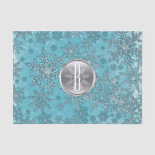 Papel De Seda Teal Aqua Prata Flocos de Neve Inverno Maravilhoso