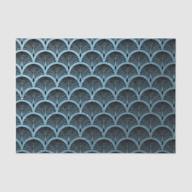 Papel De Seda teal art deco fan pattern,teal,art deco,metallic,f (Frente )