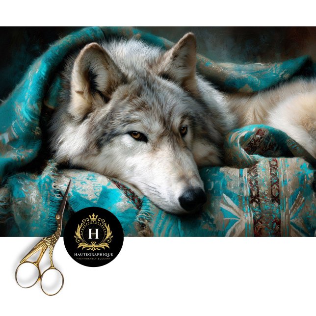 Papel De Seda Teal Blanket Silver Wolf Portrait (Criador carregado)