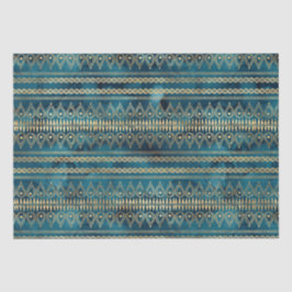 Papel De Seda Teal Blue Dourado Boho