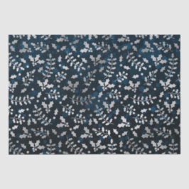 Papel De Seda Teal Bokeh e Silver Foil Christmas Holly