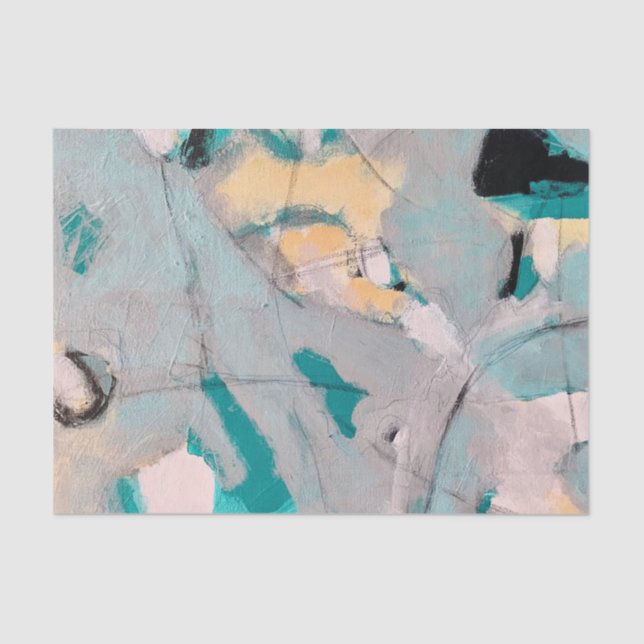 Papel De Seda Teal de Abstrato da brisa do Golfo, Dourado, branc (Frente )