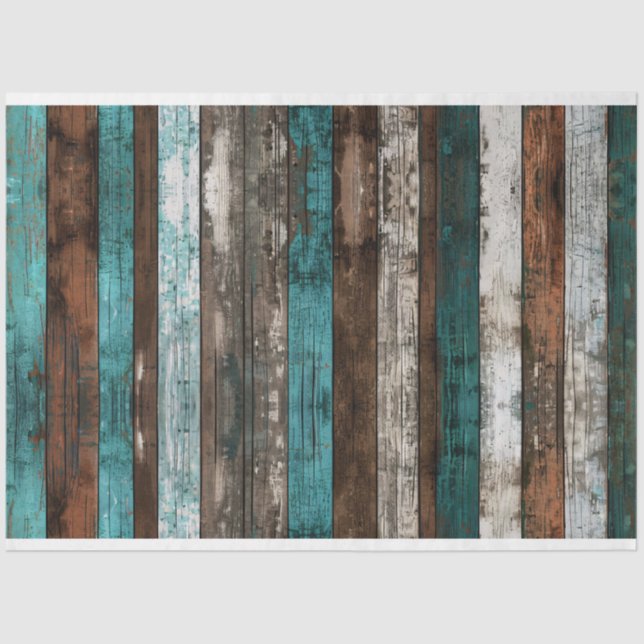 Papel De Seda Teal de madeira russa e Decoupage castanha (Frente )