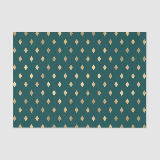 Papel De Seda Teal e Diamante Dourado (Frente )