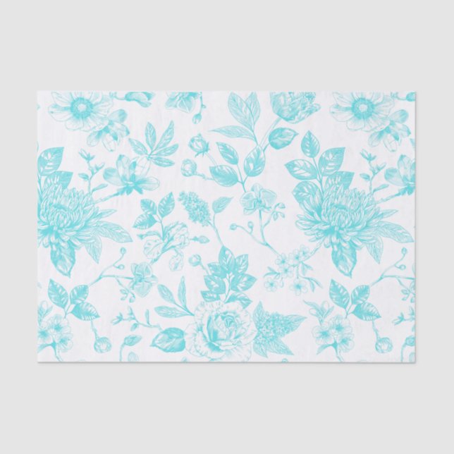 Papel De Seda Teal Floral Toile (Frente )