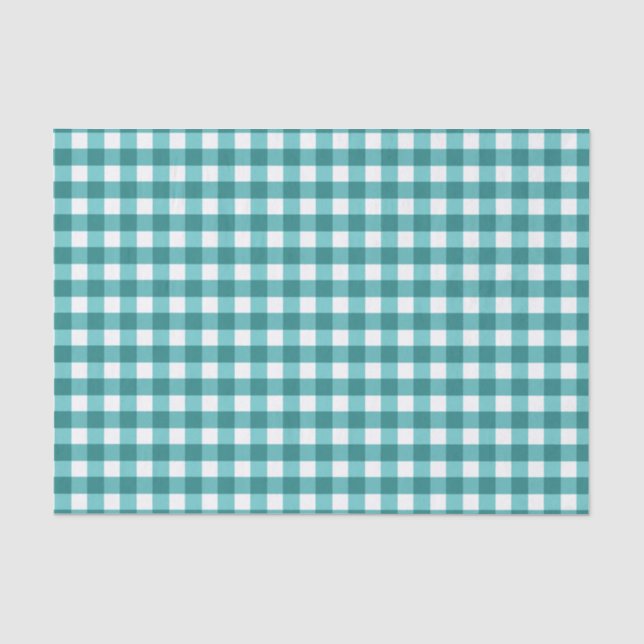 Papel De Seda Teal Gingham (Frente )