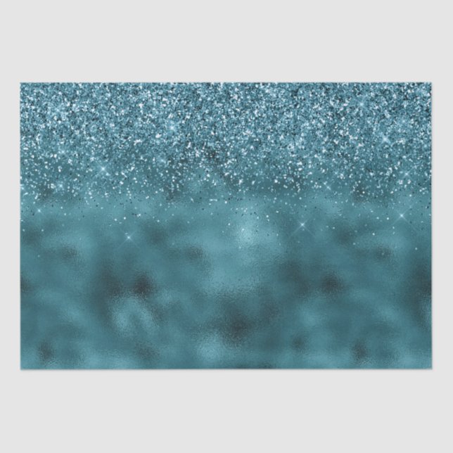 Papel De Seda Teal Glitter Glam (Frente )