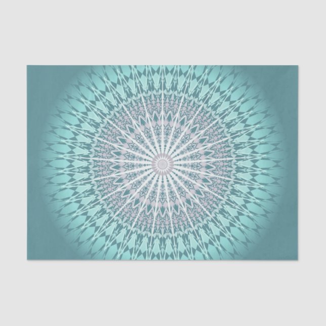 Papel De Seda Teal Green Chevron Mandala (Frente )