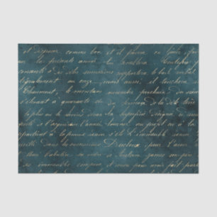 Papel De Seda Teal Grunge Vintage Calliografia