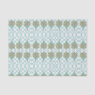Papel De Seda Teal Lemon Topiary Robin's Egg Blue Wrapping Pape