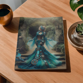 Papel De Seda Teal Mermaid Steampunk Vintage Lady Vitoriana